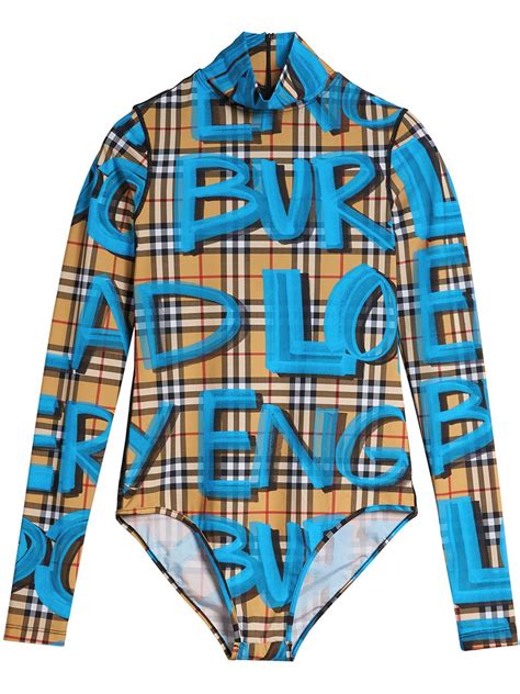 vintage burberry bodysuit|burberry blue graffiti bodysuit.